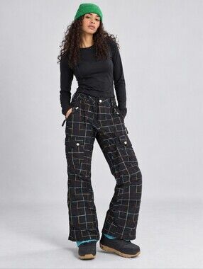 Burton Black Grid-Print Snowboard Pants M